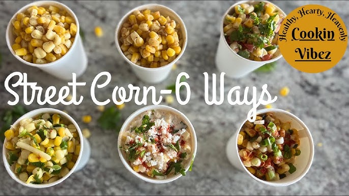 Colorful spiced corn with garnishes